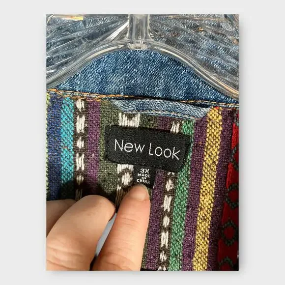 New Look Denim Cropped Vest Women’s Size 3XL Saddle Bag Design Button Front - Picture 3 of 5